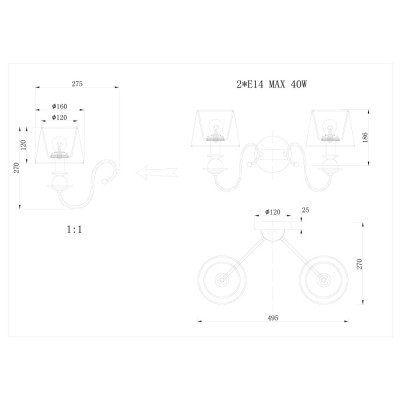 Бра KM0837 KM0837W-2 chrome