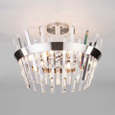 Потолочная люстра Steccato 10111/5 сатин-никель/прозрачный хрусталь Strotskis